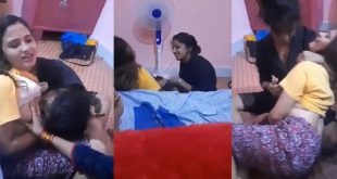 College Girl Having Fun In Hostel