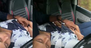 Cute Babe Boobs Pressed in Running car