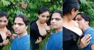 Beautiful Girl big boobs sucked – by lucky guy in park outdoor sex